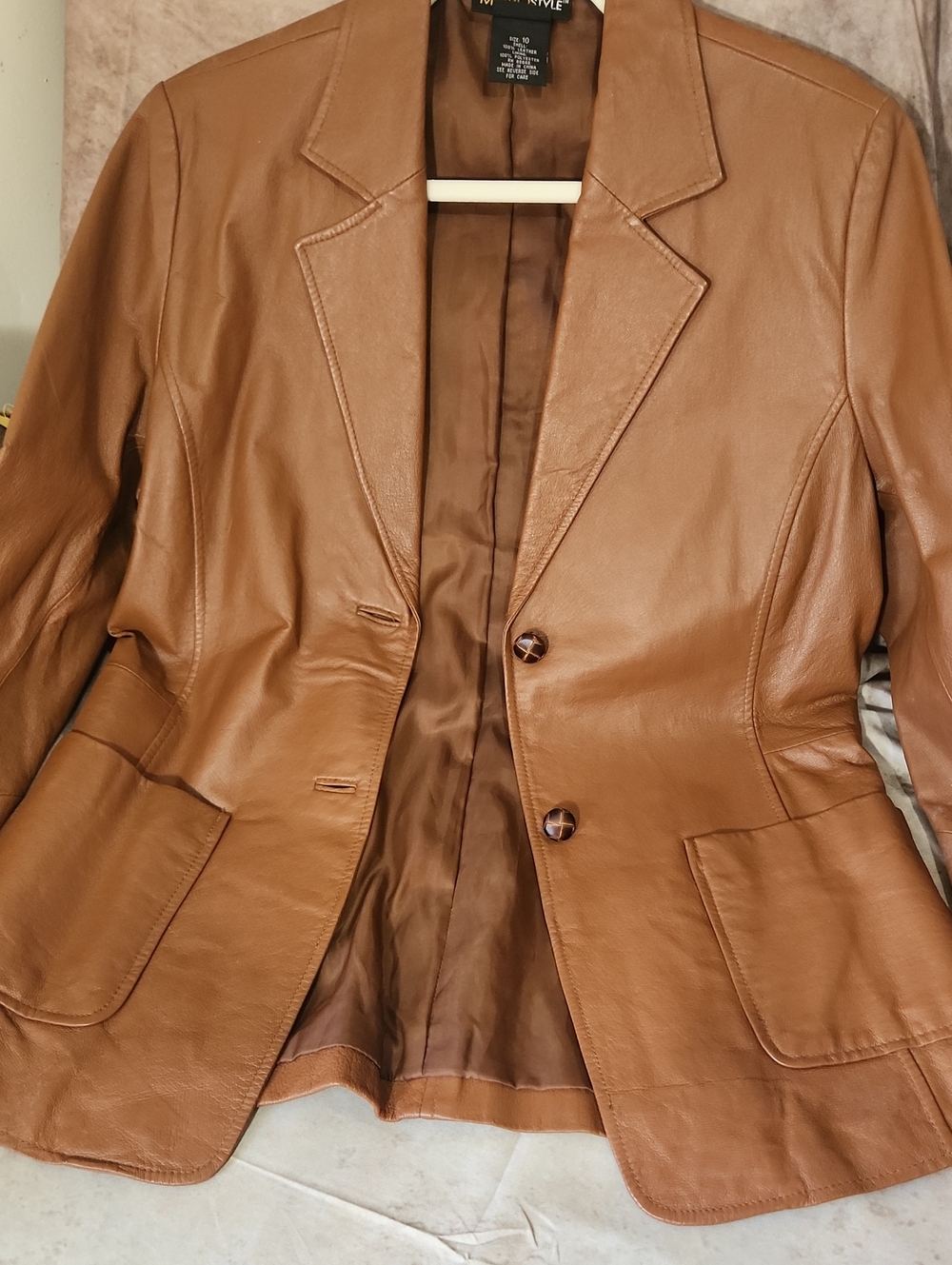 Worthington Caramel Brown Leather Blazer Jacket